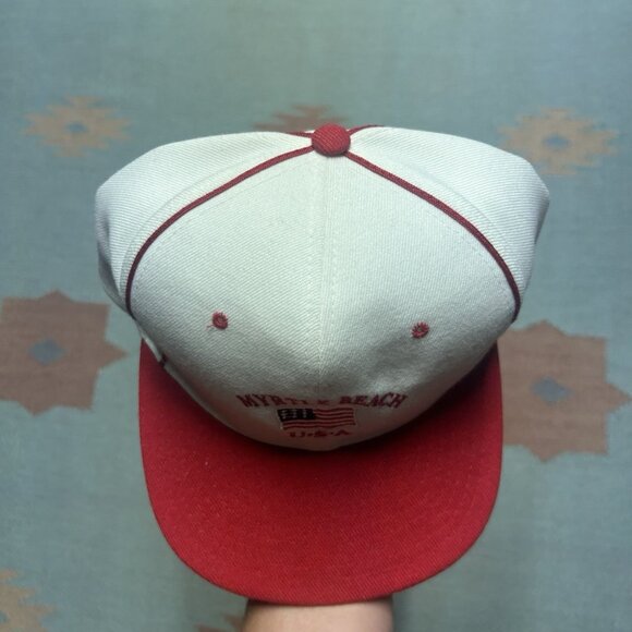 Vintage 90s SnapBack hat cap Myrtle Beach South Carolina red white adjustable - Picture 3 of 8